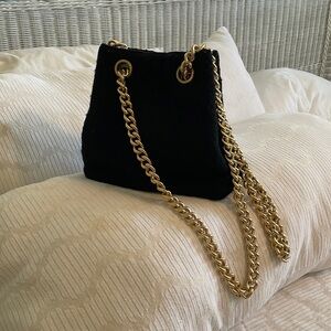 Vintage wool and gold chain bag